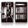 Utopia Care 15 Pieces Manicure Set - Stainless Steel Manicure Nail Clippers Pedicure Kit - Professional Grooming Kits, Nail Care Tools With Luxurious Travel Case (Silver)