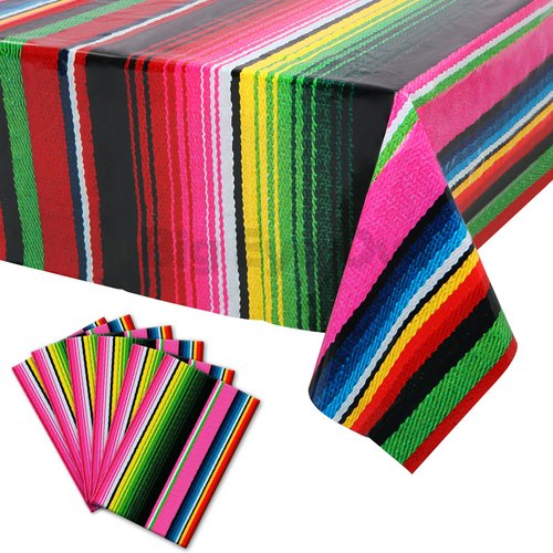 6 Pcs Cinco De Mayo Tablecover Mexican Fiesta Birthday Party Decorations Plastic Tablecloth Mexico Disposable Table Cover Themed Party Supplies Rectangle