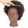 QACIEH Afro Kinky Curly 100% Real Human Hair Mannequin Head with Stand for Hairdresser Practice Cosmetology Manikin Doll Training Head Braiding Styling Coloring Bleaching Dyeing Cutting Updos Display