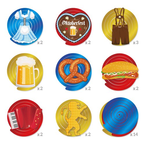 30Pcs Oktoberfest Swirl Theme Party Decoration,Hanging Swirl Ceiling Whirl Oktoberfest Decorations for Oktoberfest Party Supplies,Sausage,Beer,Gold Dress,Leather Pants Party Hanging Decor