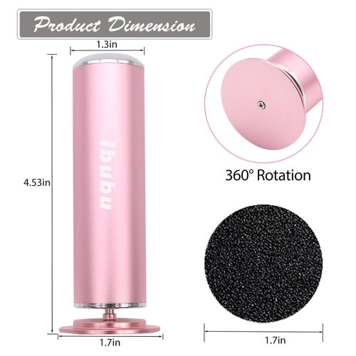 ibubu Electric Feet Callus Remover Pink Professional Powerful Foot File Pedicure Grinder Sanders with 60PCS Replacement Sandpaper Discs Heel Scraper for Dead Dry Crack Skin Calluses Speed Adjustable