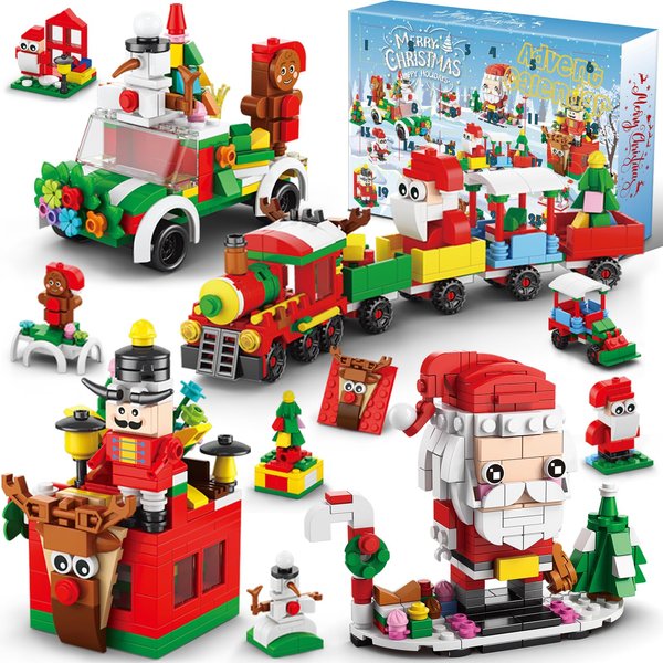 Advent Calendar 2024 Kids, 24 Days Holiday Countdown Playset Building Blocks Toys, Christmas Stocking Stuffers for 6 7 8-12 Year Old Boys/Girls/Adults, Xmas Gifts STEM Toy Building Bricks Party Favors