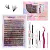 SIILUUGO DIY Lash Extensions Kit 280PCS Individual Lashes Clusters,9-16mm MIX 30D Fluffy and Natural False Eyelashes,Wispy and Volumn,with Lash Bond and Seal,Tweezers,Glue Remover,Easy Use At Home