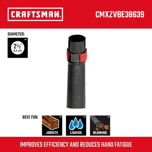 CRAFTSMAN CMXZVBE38639 2-1/2 in. Wet/Dry Vacuum Hose Grip Handle Attachment with Bleeder Valve for Shop Vacuums