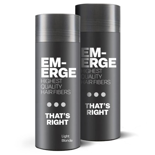 2-Pack Hair Building Fibers, Emerge Hair Loss Concealer and Thickener, Light Brown, Easy to Apply, Create a Fuller Head of Hair Instantly with Ease, Emerge Anew. That's Right.