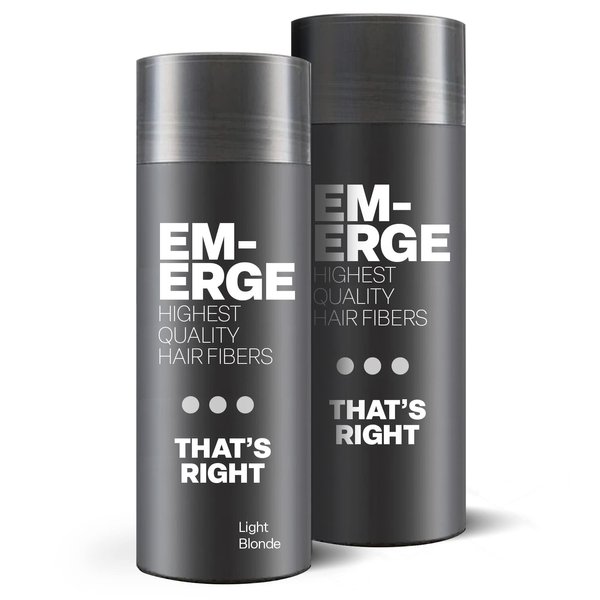 2-Pack Hair Building Fibers, Emerge Hair Loss Concealer and Thickener, Light Brown, Easy to Apply, Create a Fuller Head of Hair Instantly with Ease, Emerge Anew. That's Right.