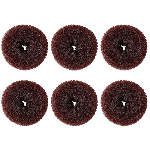 2.4 Inch Extra Small Hair Bun Maker for Kids, 6 PCS Hair Bun Donut Sock Bun Form for Girls, Mini Hair Doughnut Shaper for Short and Thin Hair (Brown)