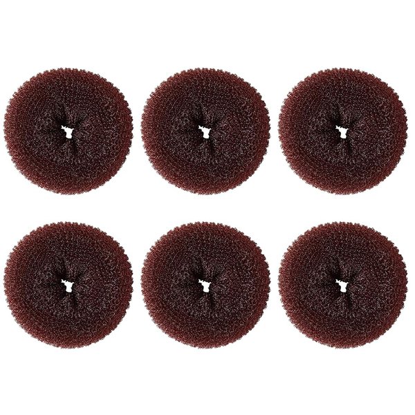 2.4 Inch Extra Small Hair Bun Maker for Kids, 6 PCS Hair Bun Donut Sock Bun Form for Girls, Mini Hair Doughnut Shaper for Short and Thin Hair (Brown)