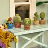 iLAND Miniature Dollhouse Accessories and Furniture, Dollhouse Table w/Succulent Dollhouse Plants 8pcs Fit Dollhouse & Fairy Garden