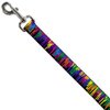 Dog Leash Paint Drips Black Multi Neon 4 Feet Long 0.5 Inch Wide