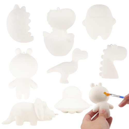 Anboor DIY Squishies Painting Kit Pack for Kids,8pcs Cute Animal Dinosaurs Paintable Slow Rise Squishies Making Kit for Boy & Girl,Make Your Own Squeeze Painting Kit Art Craft DIY Kit for Age 6+