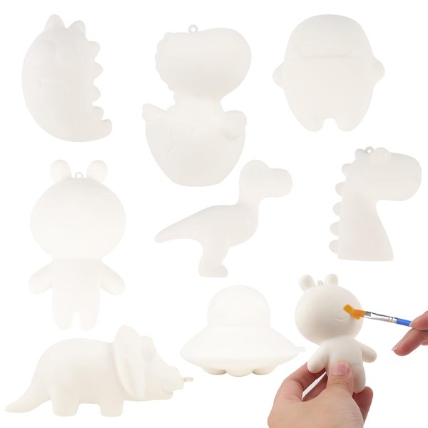 Anboor DIY Squishies Painting Kit Pack for Kids,8pcs Cute Animal Dinosaurs Paintable Slow Rise Squishies Making Kit for Boy & Girl,Make Your Own Squeeze Painting Kit Art Craft DIY Kit for Age 6+