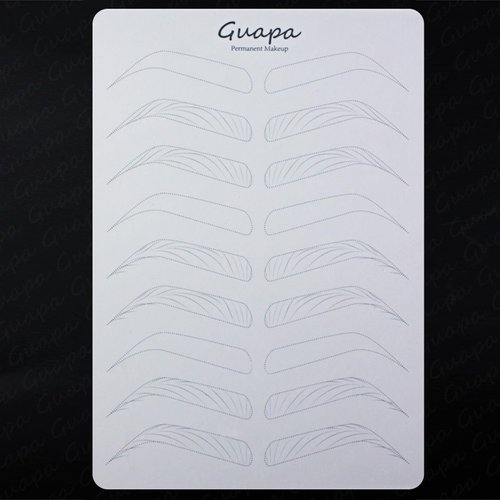 3pcs Double Sided Pre-printed Strokes Practice Skin with Basic Hairstroke Foundation Silicone Hair Strokes Practice Pad (Design 3-Light Grey Outlines)