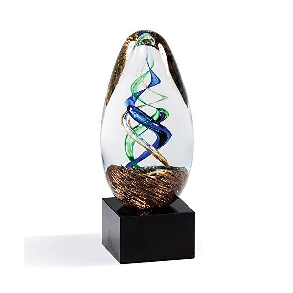SHOP AWARDS AND GIFTS Customizable 5-1/4 Inch Art Sculptured Award Multiple Colors in Clear Glass, Includes Personalization