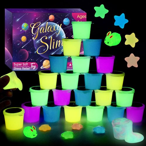 22 Pack Galaxy Slime Set Glow in The Dark Watery Slime Party Favors for Kids Toys Fun Slime Christmas Toys for Boys Girls