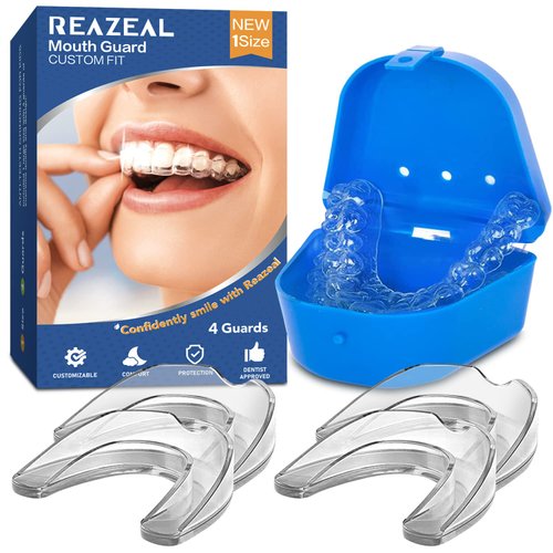 Mouth Guard for Grinding Teeth at Night: Moldable Dental Guard for Sleeping - Nighttime Protection for Teeth 4 Pack/One Size