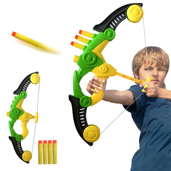 Soft Arrow Bow Set for Kids Beginner, Easy Foam Archery Kit for Starters, with 4 Soft Darts Arrows, Safe Outdoor Indoor Shooting Games Activity for Toddler Boys Girls (Archery Green)