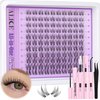 Clear Band Lash Clusters Kit Natural Wispy Lash Extensions Kit 10-14mm DIY Eyelash Extension Kit C Curl Individual Lashes Kit with Lash Glue Lash Remover Self Application at Home by ALICE