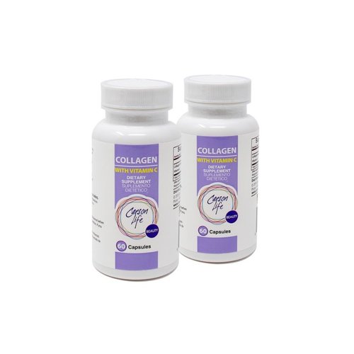 Carson Life Collagen Capsules with Vitamin C - 60 Capsules - Dietary Supplement for Anti Aging, Immune Support, Healthy Hair, Skin and Nails - Made in The USA (2 Pack)