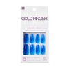 GoldFinger False Nails Kit, Jelly Color Ready to Wear Blue Fake Nails, Manicure Stick and Glue Included, Long Length, Coffin Shape, Long-Lasting Hottest Trend Glue on Nails