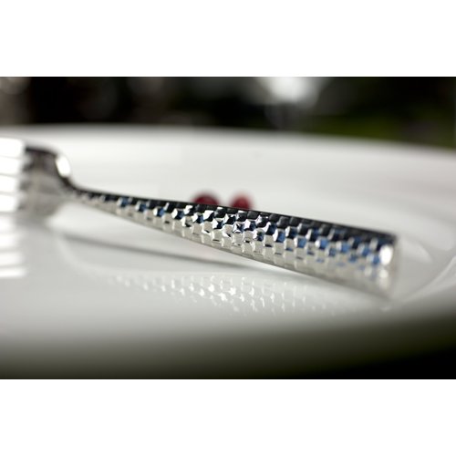 Fortessa Lucca Faceted 18/10 Stainless Steel Flatware Serving Spoon, 9-Inch