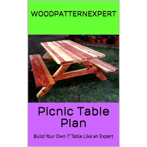 Picnic Table How-to Book; Paper Pattern Plan to DIY and Easily Build 7' Family Sized with Attached Bench Seats