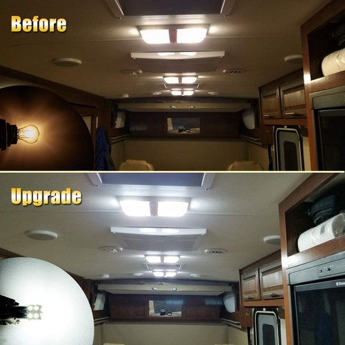 BRISHINE 20PCS 1141 1156 Interior LED Light Bulbs for RV, Super Bright 18-SMD 6000K Xenon White 1073 1003 7506 BA15S LED Bulbs Replacement for Camper Trailer Boat Indoor Lights(12V DC)