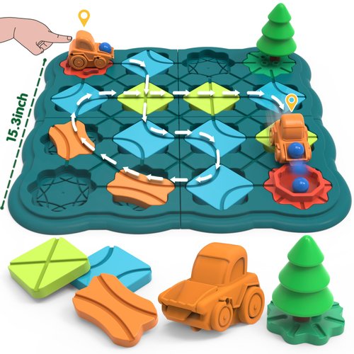 Kids Toys STEM Board Games - Logic Road Builder Brain Teasers Puzzles for 4 5 6 7 Year Old Boys Girls, Educational Montessori Birthday Gifts for Ages 4-8 Preschool Classroom Learning (28 PCS)