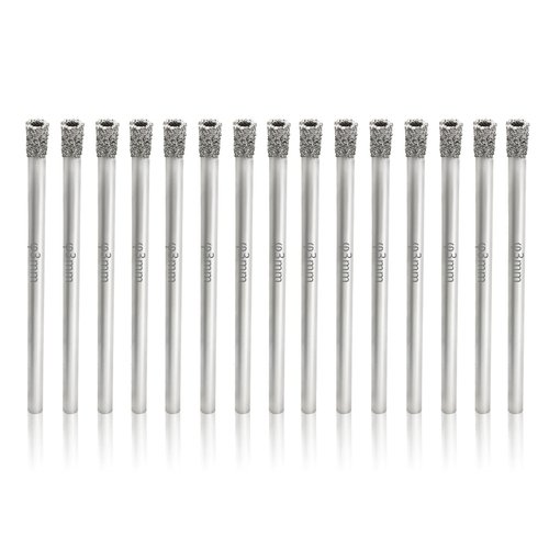 Jamiikury 1/8" / 3mm Diamond Hole Saw Drill Bits, Glass Hole Saw Tile Hole Saw Suitable for Ceramic Glass Tile Porcelain Marble - Pack of 15