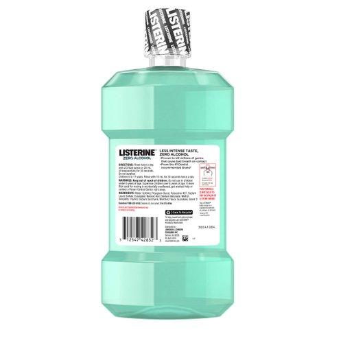 Listerine Zero Cool Mint Mouthwash For Fresh Breath And To Kill Bad Breath Germs, 500 ml, 16.9 Fl Oz