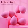 BEAKEY Super Soft Makeup Sponge Set of 6, Makeup Sponges for Foundation, Liquid, Cream and Powder, Pink Beauty Sponge for Blending, 0 Latex Blender