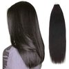 ABH AMAZINGBEAUTY HAIR Tape in Yaki Hair Extensions Human Hair Black Women Semi-permanent Tape Attached, Invisible 100% Remy Yaki Human Hair Natural Black 50 Gram 20pcs, 18 Inch