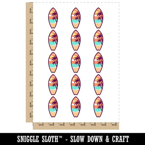 Tropical Beach Surfboard Hawaii Temporary Tattoo Water Resistant Fake Body Art Set Collection - 15 2" Tattoos (1 Sheet)
