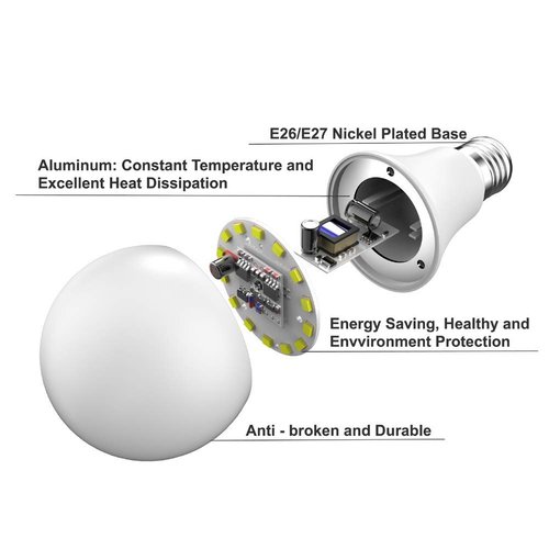 Dusk to Dawn Light Bulb 7W E26 Smart Sensor LED Bulbs Built-in Photosensor Detection with Auto Switch Outdoor Indoor LED Lighting Lamp for Porch Front Door Garage Basement (Cool White, 2 pack)