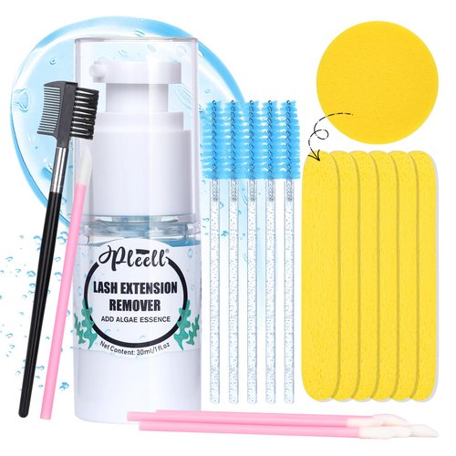 Lash Glue Remover for Lash Extension 30ML Eye Makeup Remover Kit with Compressed Facial Sponges Gentle Non-Irritating Lash Glue Remover for DIY Eyelash Extension