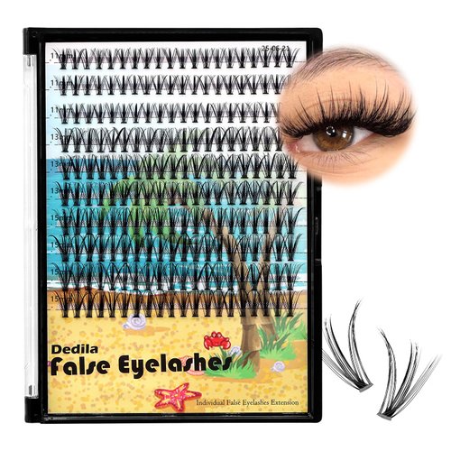 Dedila Pro Grafting Mixed 10-12-14mm.12-14-16mm/11-13-15mm/16-18-20mm 20Roots Natural Long Individula False Eyelashes Cluster Thickness 0.07mm D Curl Volume Eye Lashes (11-13-15mm)