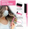 LLMSIX 7 Pcs Pink Hair Brush Set - Bristle Brush, Double Sided Brush, Topsy Tail Tools, Edge Control Brush, Metal Pin Rat Tail Combs for Styling