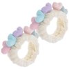 Beaupretty 2pcs Plush Spa Headband Cute Heart Coral Fleece Makeup Headband Soft Elastic Head Wrap Cosmetic Bow Hair Bands Women Facial Hair Scrunchies for Shower (White)