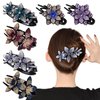 6 Pack Rhinestone Double Flower Hair Clip for Women Girls, Crystal Duckbill Clip Hairpin with Teeth Non-Slip Women Elegant Hair Dovetail Clips for Thick Long Hair Accessories