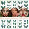 Glitter Butterfly Peacock Feather Waterproof Temporary Tattoo Sticker for Women Wings Fake Tattoo Stickers Face Eye Makeup Birthday Party Favors 10 sheets