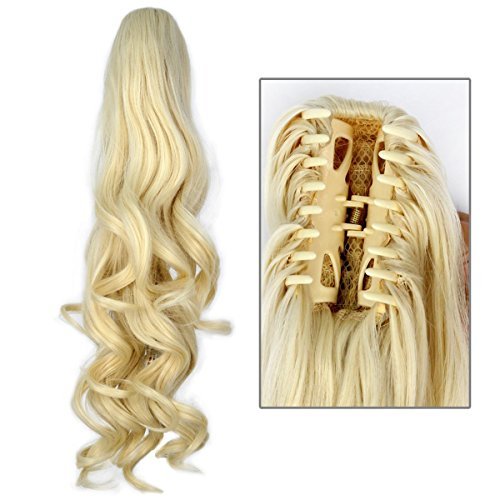 Miss U Hair Girl's 20" Long Blonde Curly Claw Jaw Ponytail Clip On Hair Extensions Hairpiece P10 (A07 Beige)