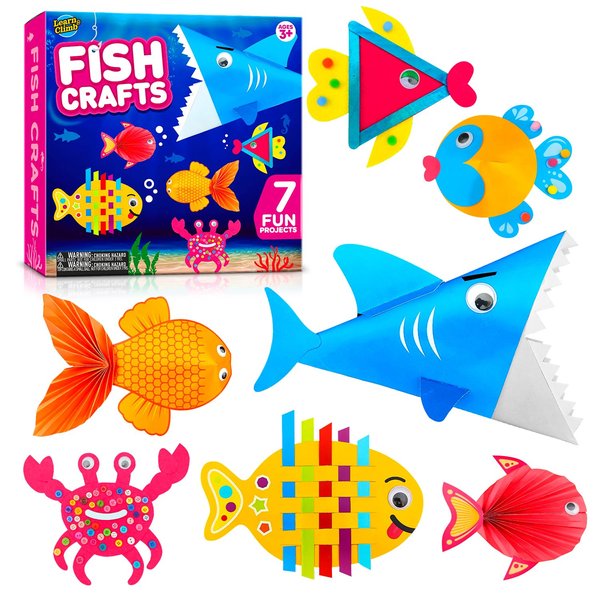 Arts and Craft Kit for Toddlers Ages 3, 4, 5 Years - Craft 7 Fun Fish Characters