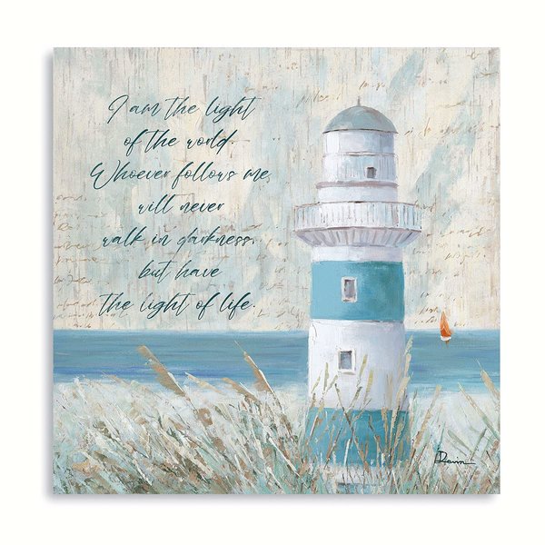 Nautical Lighthouse Bible Verses Wall Decor - Aqua Canvas Print Pictures Beach Themed Bathroom Decorations - Christian Scripture Wall Art with Inspirational Quotes Framed Ready to Hang 24"x24"