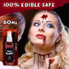 Halloween Fake Blood,Washable Vampire Blood Splatter Makeup,Realistic Edible Bloods for Clothes, Vampire Makeup for Halloween Costume,Theater, Cosplay, Zombie, Special Effects,SFX Makeup