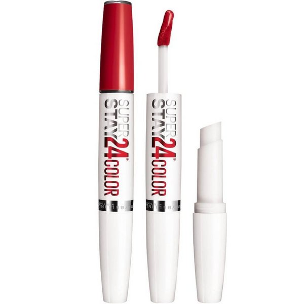 Maybelline Super Stay 24, 2-Step Liquid Lipstick Makeup, Long Lasting Highly Pigmented Color with Moisturizing Balm, All Day Cherry, Red, 1 Count