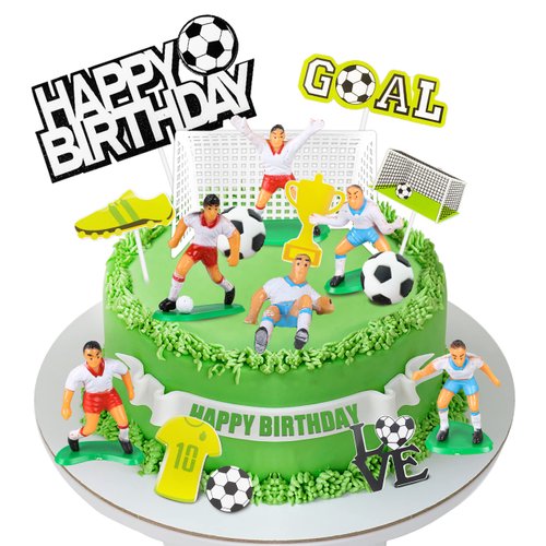 19 PCS Soccer Cake Topper Decorations Soccer Ball Player Theme Cake Toppers For Soccer Party Football Party Men Boy Kid Birthday Party Sport Club Party Supplies (Soccer)