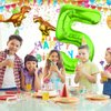 LEBERY Dinosaur Number 5 Ballloon, 40 Inch Green Number 5 Balloon, Mini Dino Foil Balloons Baby Dinosaur Balloons for Kid Dino Theme Jungle 5th Birthday Baby Shower Party Decorations