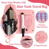 Large Hair Tools Travel Bag and Heat Resistant Mat, 2-in-1 Hair Travel Bag for Curling Iron, Flat Irons, Straighteners, Hanging Travel Hair Tool Bag Travel Essentials for Women, Hangable Handles, Pink