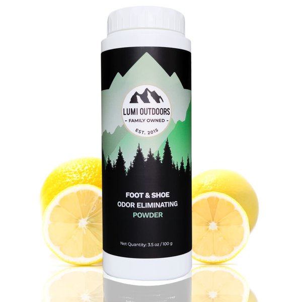 Lumi Outdoors Natural Foot Powder Deodorizer & Shoe Odor Eliminator - Talc Free Foot Deodorant