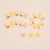 MISUD Press on Nails Short Round Fake Nails Glossy Glue on Nails Yellow Acrylic Nails Oval Artificial Nails Cute Summer Lemon False Nails with Design 24 pcs